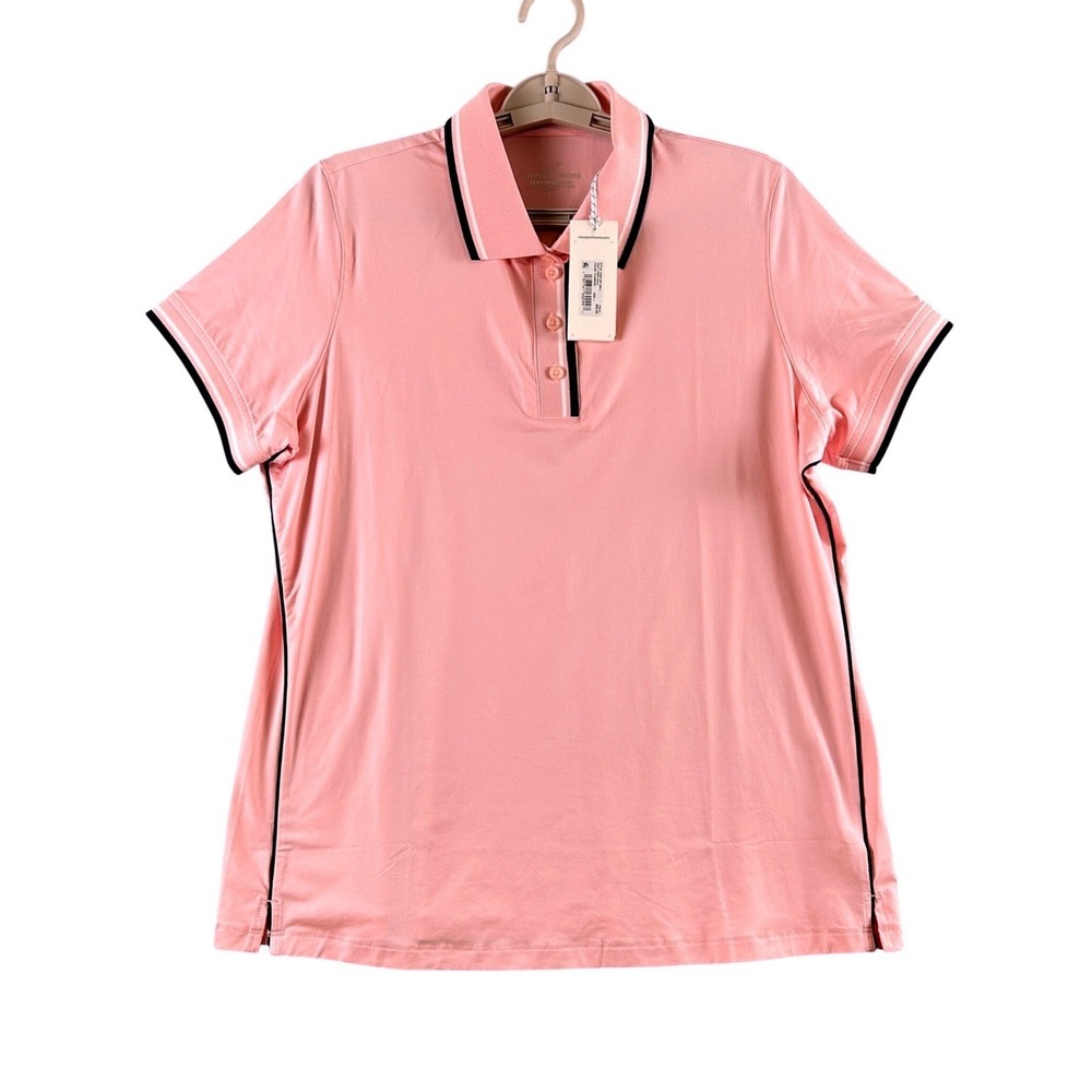 Vineyard Vines Womens Fanshell Golf Polo Flamingo Pink Large NWT